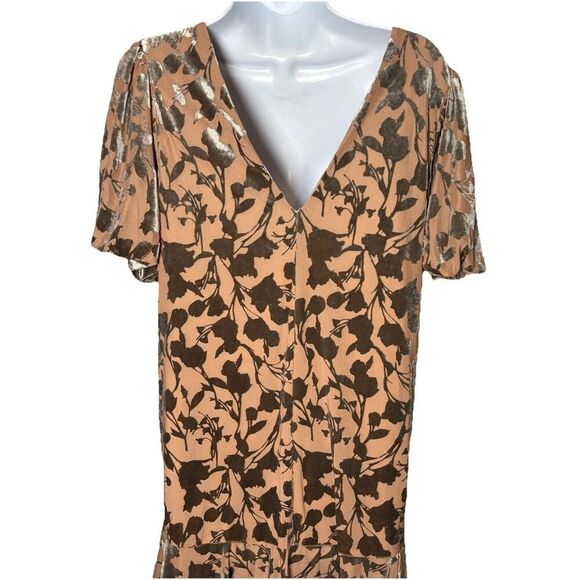 THML Velvet Flutter Dress Size Medium Brown Copper Shimmer WCT2276-3 - Picture 6 of 14